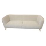 Good quality velvet upholstered three seater designer sofa