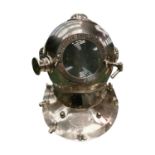 Stainless steel diver’s helmet.