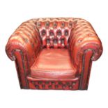 Good quality ox blood leather upholstered club chair