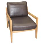Retro style leather upholstered easy chair