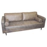 Suede upholstered Designer three seater sofa