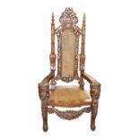 Carved mahogany throne chair