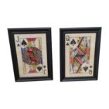 Queen of Clubs and Jack of Clubs coloured prints