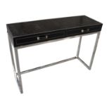 Chrome and leather console table