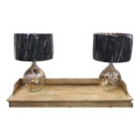 Pair of painted glass table lamps