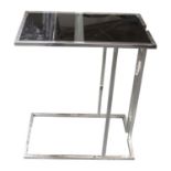 Vintage style side table in chrome and smoked glass