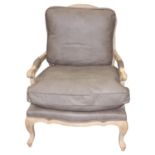 French oak and bergere open armchair