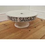 Rare early 20th C ceramic Finest sausages display stand