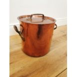 Early 20th C. copper pot with lid.