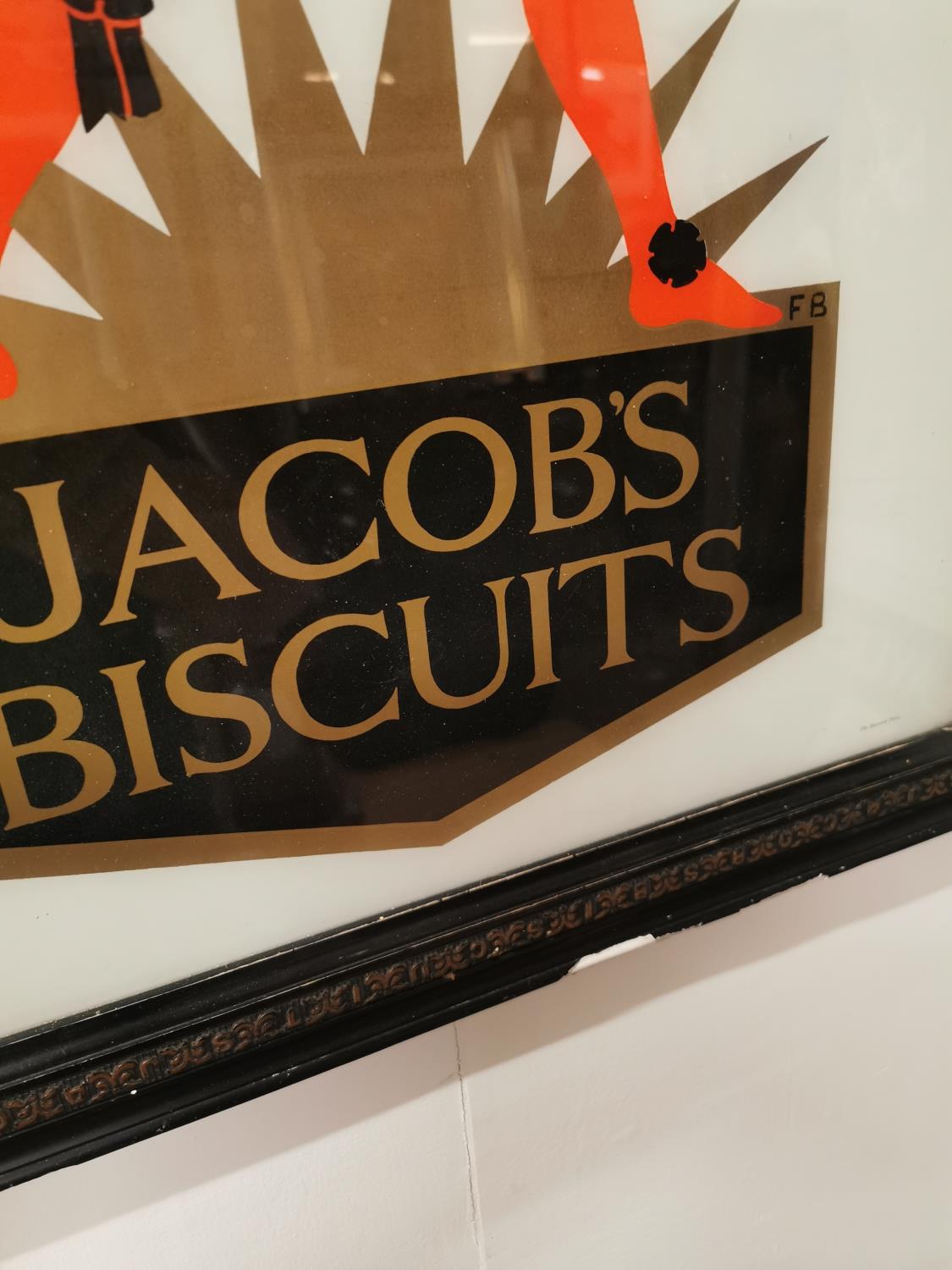 Jacobs Biscuits pictorial Jester glass advertising sign. - Image 6 of 7