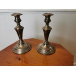 Pair of silverplate candle sticks.