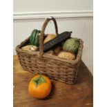 Collection of early 20th C. ceramic shop display vegetable and nuts.