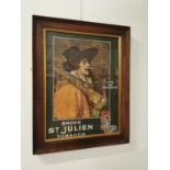Smoke St. Juliens Tobacco framed pictorial advertising showcard.