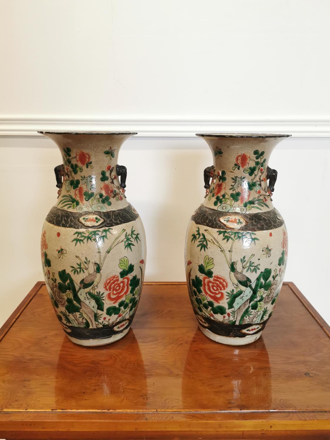 Pair of Oriental ceramic vases.