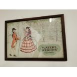 Players Weights Cigarettes framed advertising showcard.