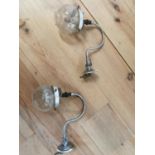 Pair of early 20th. C. chrome swan neck wall lights