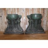 Pair of bronze urns in the Grecian style.