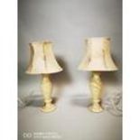 Pair of onyx table lamps with shades