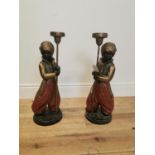 Pair of bronze candle holders.