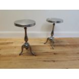 Pair of polished steel lamp tables