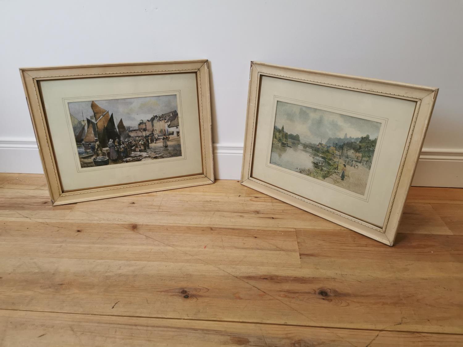 Two framed coloured prints.