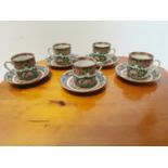 Set of five Oriental ceramic coffee cups.