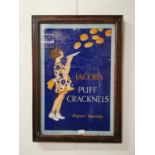 Jacobs Puff Cracknels glass advertising sign.