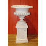 Ceccarelli Italian hand painted urn and base.