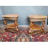 Pair of decorative wicker lamp tables.