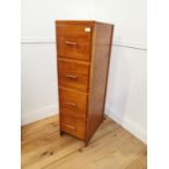 1950s walnut four drawer office filing cabinet.
