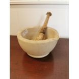 Early 20th C. mortar and pestle.