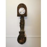 19th C. embossed brass French wall clock.
