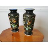 Pair of 19th C. hand painted ceramic vases.