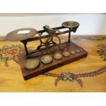19th C. brass and mahogany Post Office scales