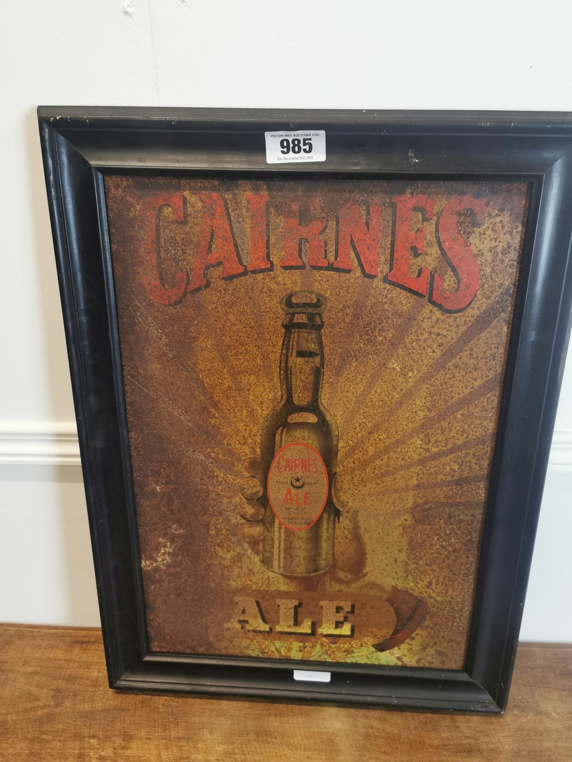 Cairnes Ale Drogheda framed tin plate advertising sign