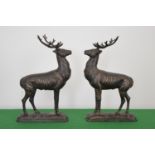 Pair of cast iron models of deer