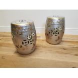 Pair of ceramic Oriental garden stools