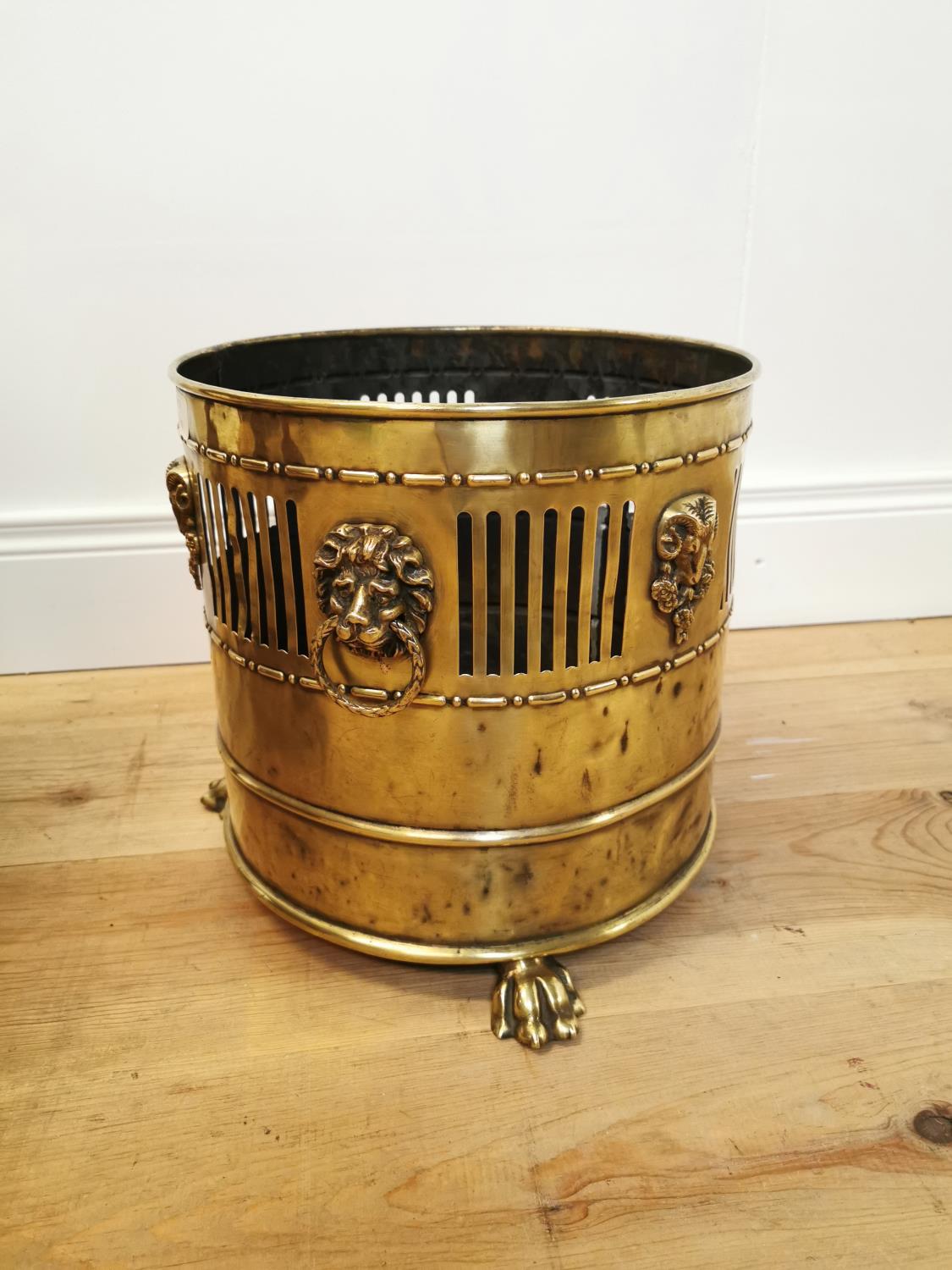 19th C. brass log bucket.