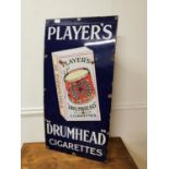 Players Drumhead Cigarettes pictorial enamel advertising sign.
