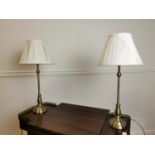 Pair of brushed brass table lamps