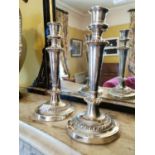 Pair of 19th. C. silverplated candlesticks.