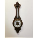 Edwardian oak banjo barometer