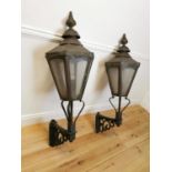 Good quality pair of brass and metal wall lights