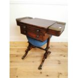 Good quality Regency mahogany and brass galleried ladies work table