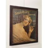 Victorian Gold Plate Cigarettes advertising showcard.
