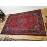 Persian hand knotted carpet square.