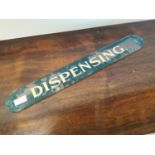 19th C. reverse glass painted Dispensing sign