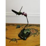 Good quality cold cast bronze Hummingbird and Flower