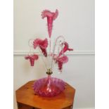 Ruby and clear glass Epergne.