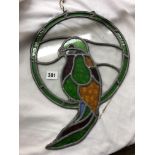 STAINED GLASS PANEL OF A PARROT